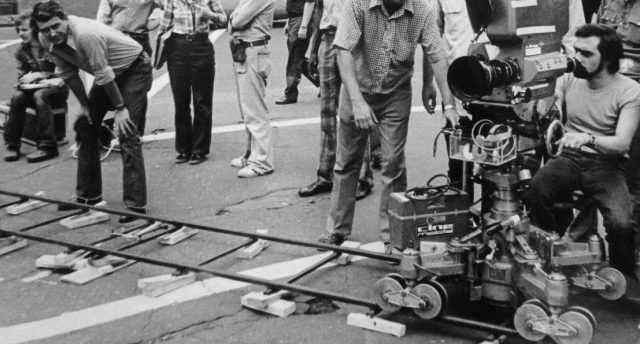 Film-Set mit Dolly Kamerawagen