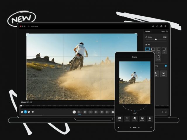 Mac und Smartphone mit GoPro Quik und Enduro Fahrer auf den Displays