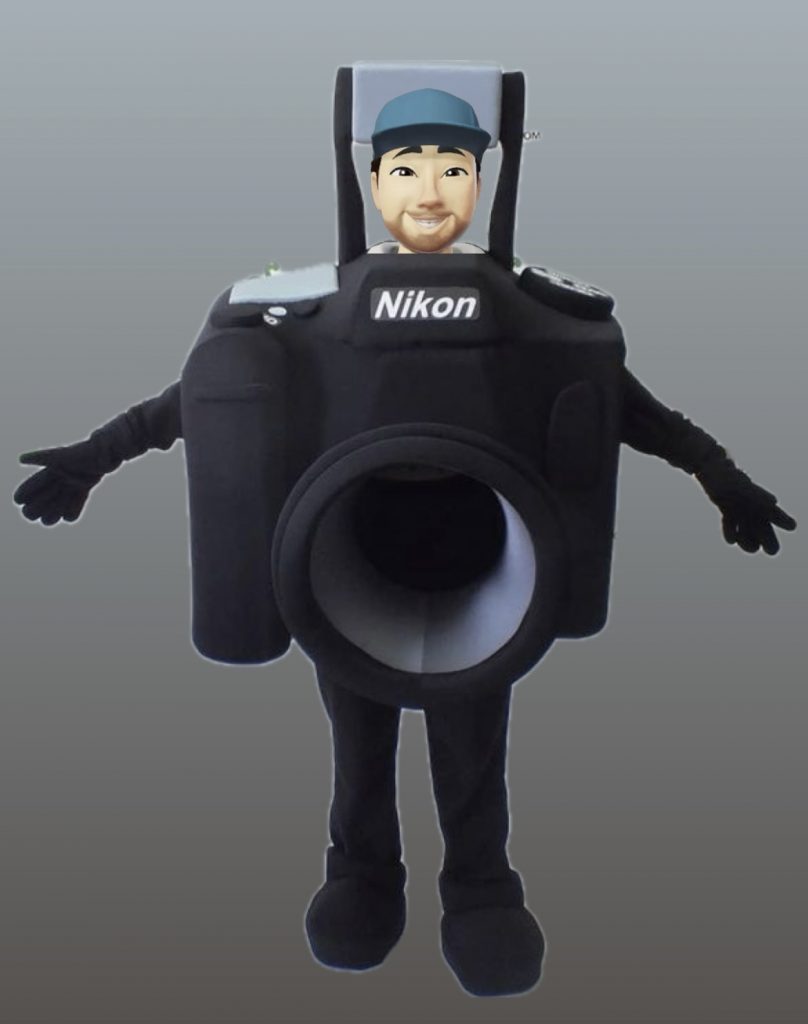 Kodak Kamera Kostüm mit Comic-Kopf