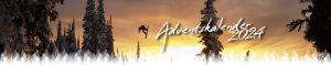 Adventskalender 2024 Banner mit Snowboarder in Winterlandschaft